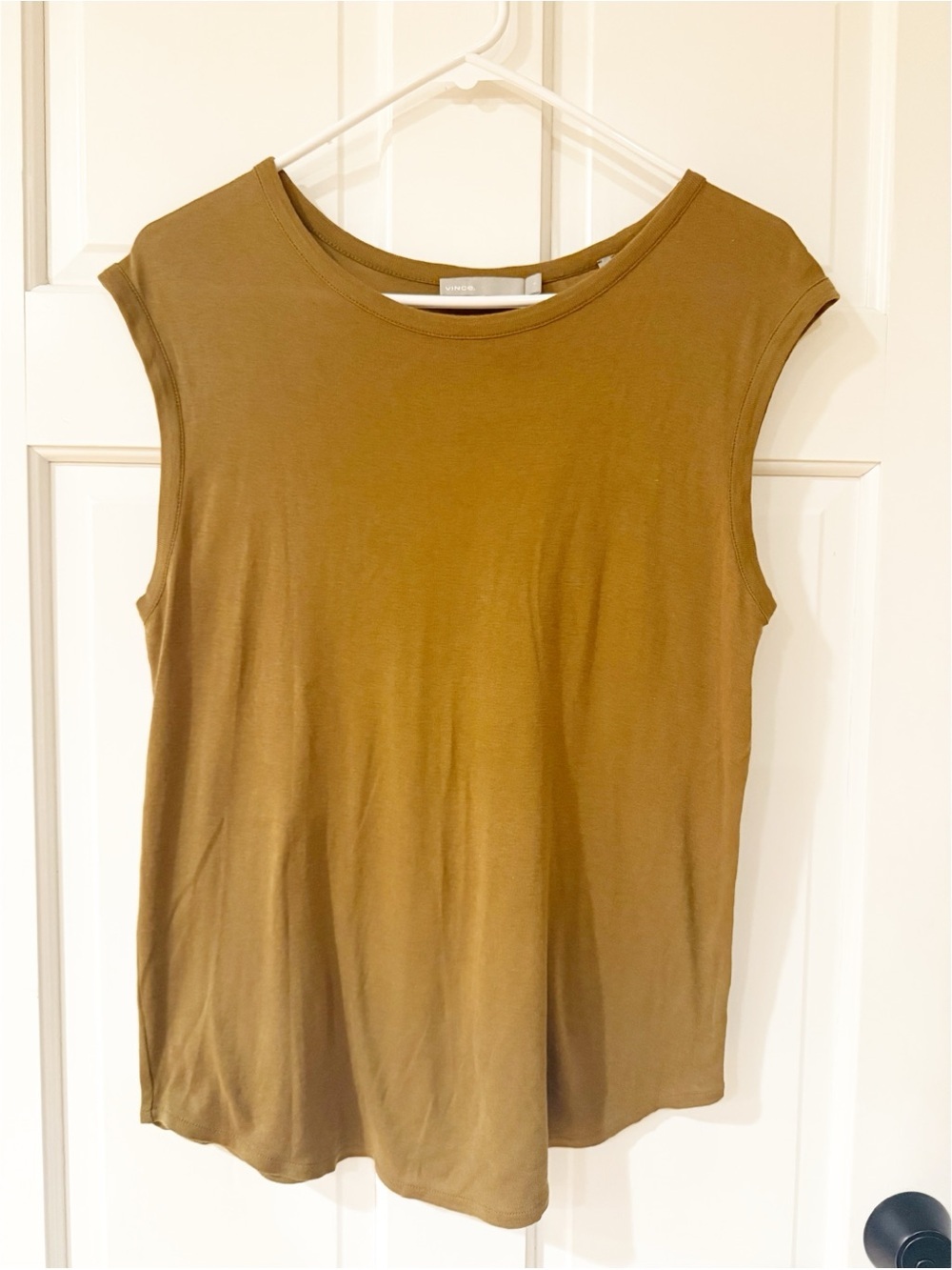 Vince Striped Long Sleeve Top Size S Cotton Wool Blend Mustard Yellow Black